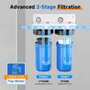 PUREPLUS 2-Stage Whole House Water Filtration System, 10" x 4.5" Universal Housing, NSF/ANSI 42 Certified Sediment & Carbon Block Filters, 1" Inlet/Outlet, Includes External Pressure Gauges