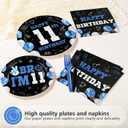 96Pcs 11th Birthday Decorations for Boys Blue Black 11th Birthday Plates and Napkins Disposable It's My 11th Birthday Tableware Set for Kids Teenager 11 Years Old Party Supplies Serves 24