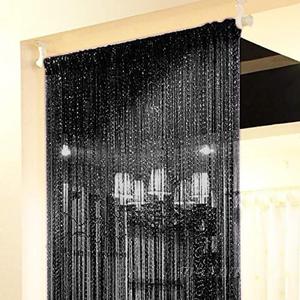 Home Decor Sequin Curtain for Doorway,Door String Curtains, 39x79 inch Hanging,Closet Bedroom Blind Living Room Divider,Window Wall Panel Fringe Backdrops Sheer no Beads Beaded Decorative Crystal (Black1)