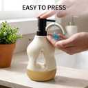 BosilunLife Ceramic Soap Dispenser - Soap Pump Dispenser Bathroom Kitchen Modern Farmhouse Elegant Refillable Soap Dispenser Lotion Hand Pump Dispenser for Kitchen Sink (Beige with Sand Base, 15oz)