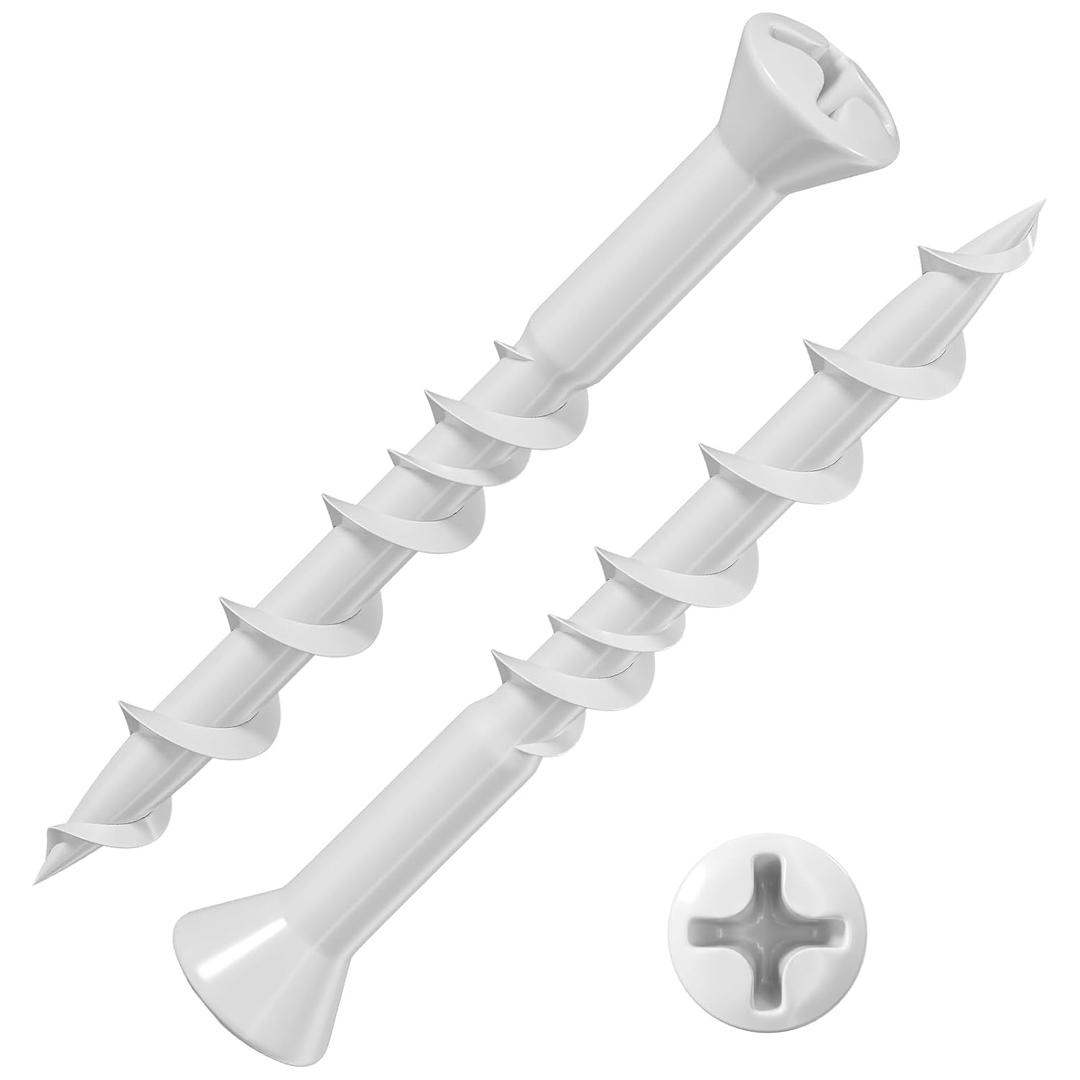 (50 pcs) Flat Head Drywall Anchors 2" White Anti Rust Coating, Bolt Anchor, Duty Hollow Wall Anchors