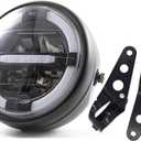 Motorcycle LED Headlight 7 inch, Round Head light with DRL Hi/Lo Beam for Electra Glide Street Glide Road King Heritage Softail Switchback Headlamp (White light with turn signal)