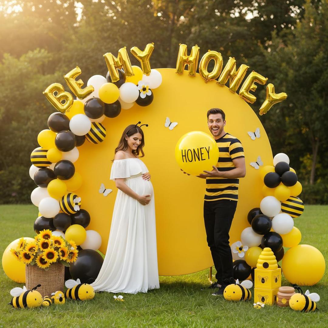 7.2FT Yellow Round Backdrop Cover for 5 to 7.2ft Circle Arch Stand - Adjustable Round Arch Cover Circle Backdrop Cover for Birthday, Wedding Arch, Baby Shower Photography Background Party Decor