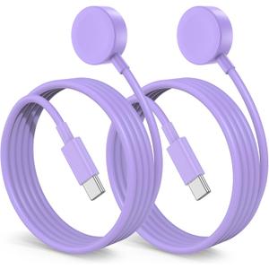 2Pack for Apple Watch Charger Cable, 3FT USB C to Magnetic Wireless Fast i-Watch Charging Cord [Portable], Compatible with iWatch Series Ultra/9/8/7/6/SE/SE2/5/4/3/2 - Purple