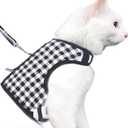 Cat Harness and Leash for Walking Escape Proof, Adjustable Cat Vest Harness, Padded Stylish Cat Walking Jackets, Black Plaid, Medium (M 5.5-9LBS)