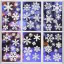 AOWDIAO Glitter Snowflake Window Clings – 9 Sheets Xmas Glass Stickers, Large Double-Sided Christmas Window Decorations for Winter Wonderland Decor