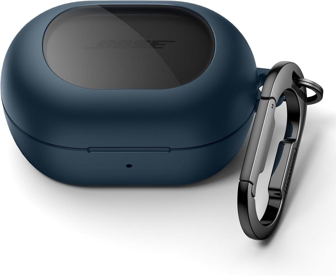 SURITCH Magnetic Cases for Bose New QuietComfort Earbuds (2024) Case Cover, Rugged Shockproof Protective Cover for Bose QuietComfort Earbuds with Magnetic Lok & Carabiner & Cleaning Kit, Navy