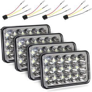 4x6 Headlights Led 4PCS w/H4 Socket Headlamp Compatible with The Following Models:Peterbilt Rectangular H4651 H4652 H4656 H6545 H4666 Kenworth Freightinger Ford Probe Chevy Cutlass