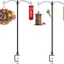 33 Inch 2 Pack Double Deck Hook for Railing, Deck Bird Feeder Hanger for Railing with 2 Inch Strengthened Clamp for Hanging Bird Feeders, Lanterns, Wind Chimes, Flower and Plant Baskets