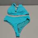 Yonique Thong Bikini Set High Waisted Two Piece Swimsuit High Cut Bikini V Neck Bathing Suit (M)