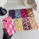 Caseative for iPhone 13 Case,Water Ripple Wave Meteorite Bubble Chrome Plating Electroplated Candy Phone Case (Eletro Red)