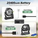 Portable Fan Rechargeable, 25400mAh Cordless Battery Powered Fan with LED Lantern, USB C Battery Operated for Travel Bedroom Home Camping Tent Office Beach Desk Fishing Table