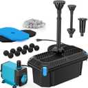 Antfraer Pond Filter with Pump Kits, Pond Filters for Outdoor Ponds Built In 660GPH Pond Pump, Pond Filter Box Suitable for Garden, Fountain, Pond, Animal Sink, Waterfall, Aquarium-Corded Electric (660GPH-NO Lights)