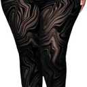 Floerns Women's Plus Size High Waist Sheer Tights Marble Print Split Hem Long Pants (Black) XL