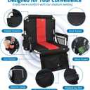 Portable Stadium Seats with Back Support and Armrest, Folding Bleacher Chairs with Back and Thicked Cushion, Wide Padded Sports Chair with Cup Holder, Football, Tennis (2, red, Standard)