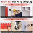 11-Hole Shelf Pin Jig and Hinge Jig 2-in-1,1/4 Inch and 5mm Shelf Pin Drilling Jig,Self-contained Clamping Function Shelf Jig and Cabinet Hardware Jig Tool Drill Guide