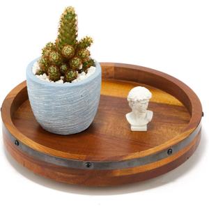 Acacia Wood Lazy Susan - 10 Inch Decorative Turntable for Table, Kitchen Organizer, 360 Degree Countertop or Centerpieces