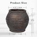Briful Rustic Vintage Ceramic Pottery Vase, 6.1'' Farmhouse Table Decor with Distressed Texture, Wide Mouth Decorative Jar Vases for Home Decor, Shelf & Entryway, Brown