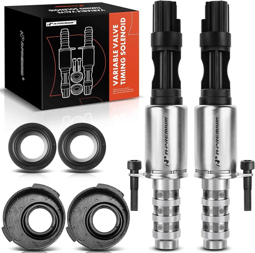 A-Premium 2-PC Engine Variable Valve Timing (VVT) Variable Camshaft Timing (VCT) Control Solenoid Compatible with Ford, Lincoln and Mercury Vehicles - 4.6L 5.4L 3V Engine - Replaces 8L3Z-6M280-B