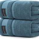 REDKISS Large Bath Towels Set 2 Piece, 100% Cotton, 31x63 in,Heavyweight 760G, Highly Absorbent & Quick Dry, Super Soft Luxury Shower Towels for Bathroom,Hotel Collection - Blue