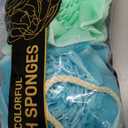 Loofah Sponge 70g, Large Exfoliating Flower Bath Sponge, Soft Durable PE Mesh with Reinforced Knotting, Rich Lather Bath Scrubber for Body, for Travel or as a Holiday Gift (4Pack, Green, Red, Blue)