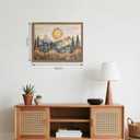 Framed Boho Sun Canvas Wall Art, Modern Abstract Mountain Landscape Painting, Southwestern Sun Poster Picture Print, Boho Floral Aesthetic Wall Decor for Bedroom Home Office 12x16 inch