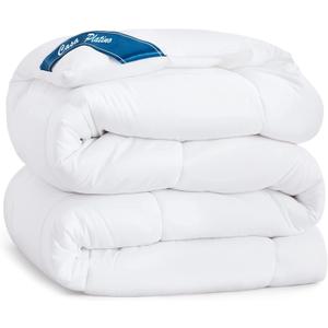 Casa Platino Quilted Bedding Comforter King Size - Duvet Insert with 8 Tabs - Super Soft, Comfy & Cozy All Season King Size Comforter - Down Alternative Bed Comforters - 104"x90", White Comforters