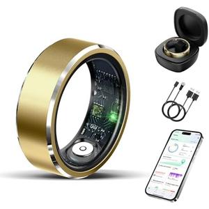 Delcast Smart Ring for Women Men-Wearable Fitness Tracker with Sleep Tracking Heart Rate Blood Oxygen Healthy Monitor Ring Activity Monitoring Steps Calories Size 8