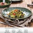 vicrays Ceramic Dinner Plates Set, 10.5 Inch, Set of 6, Round, Microwave, Oven, Dishwasher Safe, Scratch Resistant, Porcelain Fluted Suitable for Steak, Pasta, Pizza, Home, Restaurant, Green