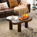 34"(L) Cloud Coffee Table, Modern Wood Coffee Table for Living Room, Accent Center Tables with 3 Legs, Small Tea Tables for Balcony, Patio, Bedroom, Walnut