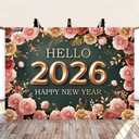 Happy New Year Backdrop Hello 2026 New Years Eve Photography Background for 2026 New Year Party Decoration Supplies (7x5FT210x150cm)