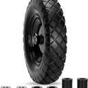 Pontuss Upgraded 16" Flat Free Wheelbarrow Wheels and Tires, 4.80/ 4.00-8 Solid Wheelbarrow Tires with 5/ 8"&3/ 4" Bearings, 14"-16" Universal Fit Wheelbarrow Tires for Wheelbarrows/ Garden Trailer
