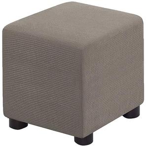 Bifaunvogel Ottoman Cover Square Folding Storage Ottoman Slipcovers Jacquard Stretch Cube Footrest Foot Stool Covers Protector with Elastic Band (Medium,Taupe)