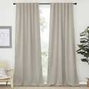 NICETOWN Window Treatment Blackout Curtains - (Natural Color) 52 inches W by 95 inches L Each Panel, Set of 2, Blackout Drape Panels for Villa, Hall