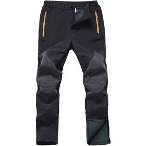 Gash Hao Mens Snow Ski Waterproof Softshell Snowboard Pants Outdoor Hiking Fleece Lined Zipper Bottom Leg (32W x 30L, Black)