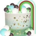 Gyufise 26Pcs Ball Cake Toppers Mini Balloon Balls Pastel Rainbow DIY Baking Cupcake Cake Decorations for Birthday Baby Shower Party SuppliesGreen