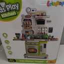 Play Kitchen Set, Kids Kitchen Playset with Realistic Sound & Light, Cooking Stove, Sink, Play Food and Accessories, 57 Pcs Kitchen Toys Gifts for Toddlers 2-4 3-5 Boys Girls (Green)