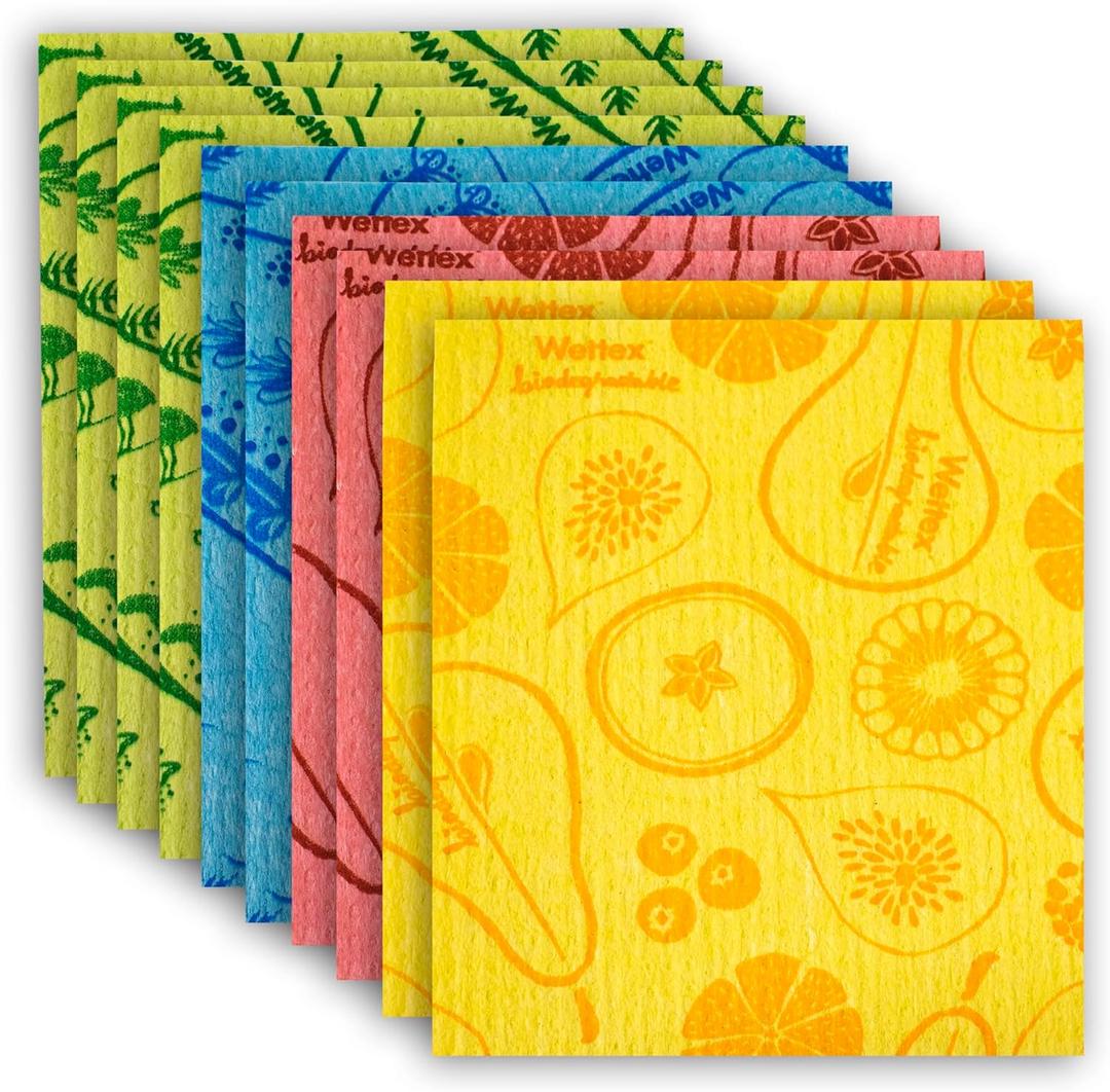 Wettex The Original 10 Pack Swedish Dishcloth for Kitchen (Assorted: Green, Yellow, Blue, Red)
