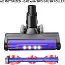 Upgraded Hardwood Floor Vacuum Attachments with Headlights for Dyson V6 DC59 DC61 DC74 , Replacement Parts Motorhead,Soft Roller &PP Bristle Motorized Brush Accessories for Tile,Carpet,Rug Cleaning.
