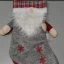 Meajore 2 Pcs Christmas Stockings New Set, Personalized (18inch) Christmas Stockings 3D Gnomes Santa Soft Classic Red and Grey Fireplace Hanging for Family Holiday Xmas Party Decorations