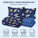 Okaydora Boys Space Full Bedding Set 5 Piece Bed in a Bag Comforter Set