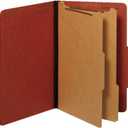Pendaflex Recycled Classification File Folders, 2 Dividers, 2" Embedded Fasteners, 2/5 Tab Cut, Legal Size, Red, Box of 10 (29075R)