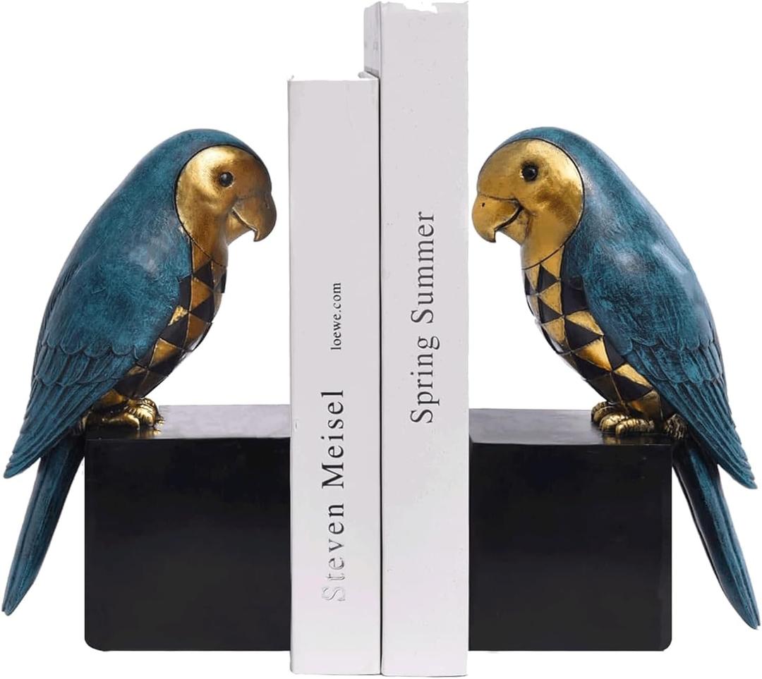 Bookends Resin Bookends Heavy-Duty and Reliable Book Stopper Creative Parrot Book Ends for Shelves Living Room Office Home Decor Exquisite