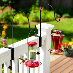 2 Pcs 11 Inch Deck Hook for Bird Feeder Deck Railing Plant Hanger with 3 Inch Strengthened Clamp Adjustable Outdoor Plant Holder for Hanging Bird Feeder Flower Pot Birdhouse