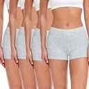 wirarpa Women's Boyshorts Panties Cotton Boxer Briefs for Ladies Underwear Shorts with Cotton Crotch 4 Pack (Medium, Grey)