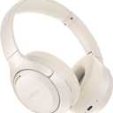 LORELEI QC60 Hybrid Active Noise Cancenlling Headphones,Wireless over ear Bluetooth Headsets with mic, 60H Playtime Foldable Lightweight, Deep Bass, Memory Earmuffs,for Travel Home Office(Beige White)