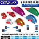 CARVALAX 90° Ratcheting Tube Bender Kit - 7 Color-Coded Aluminum Heads for 1/4" to 7/8" Pipes, Reverse-Bend Adapters & Portable Toolbox, Tube Cutter & Deburring for HVAC/Heating Repair (Blue）