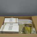 BESTVIP 700PCS Clear Gold Disposable Dinnerware Set for 100 Guests, Plastic Plates for Party, Wedding, Christmas, Halloween, Include: 200 Plastic Plates, 100 Gold Silverware, 100 Cups, 100 Napkins