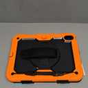 SEYMAC stock Case for iPad (A16) 11th/10th Generation 11''/10.9'' 2025/2022, Full-Body Drop Protection Case with Screen Protector &360 Rotate Hand Strap/Stand, Black+ Orange