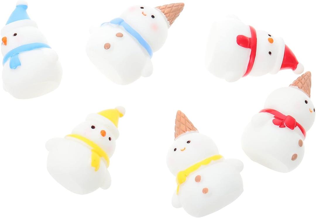 Artificial Snow Xmas Micro Landscape Decors Resin Crafts Snowman Ornaments Set for Christmas